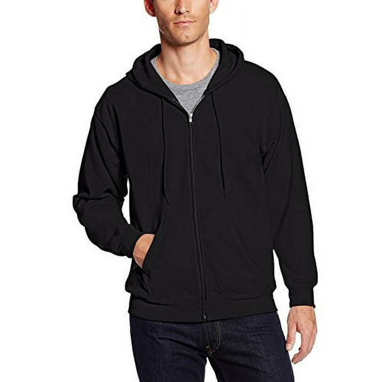 Hanes Men s Full Zip EcoSmart Fleece Hoodie Black Medium Walmart