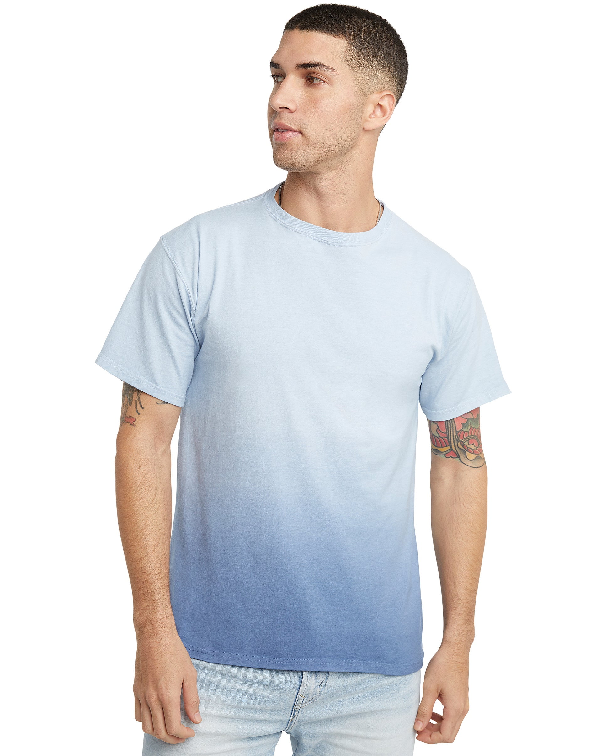 Hanes Men's & Big Men's Garment Dyed Dip Dye Ombre Tee Shirt, Sizes XS-3XL