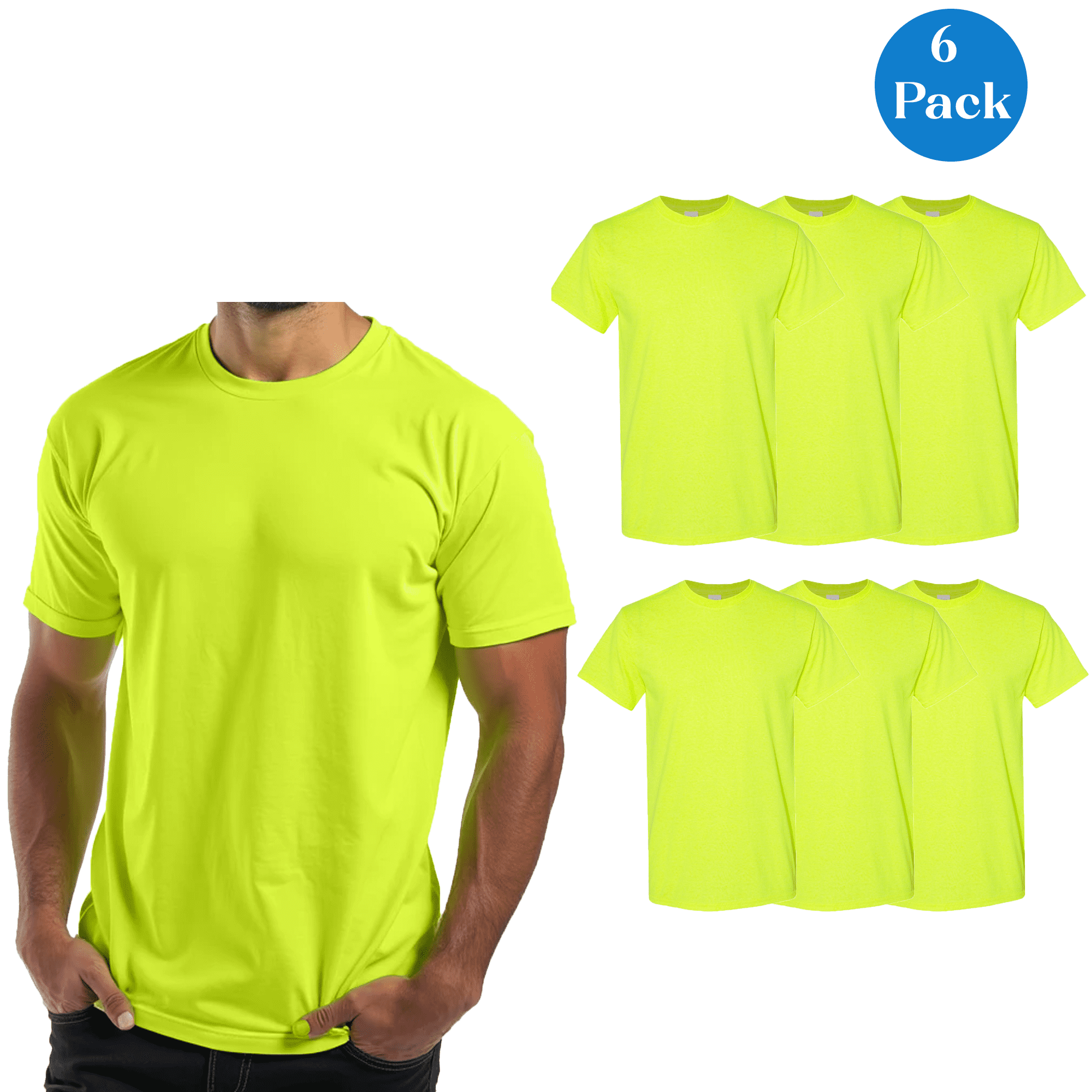 Hanes Men's High Visibility Safety T-Shirt, Hi Vis Short Sleeves