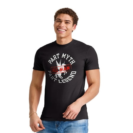 Hanes Men's Humor Part Myth, Part Legend, All Man Short Sleeve Graphic T-shirt