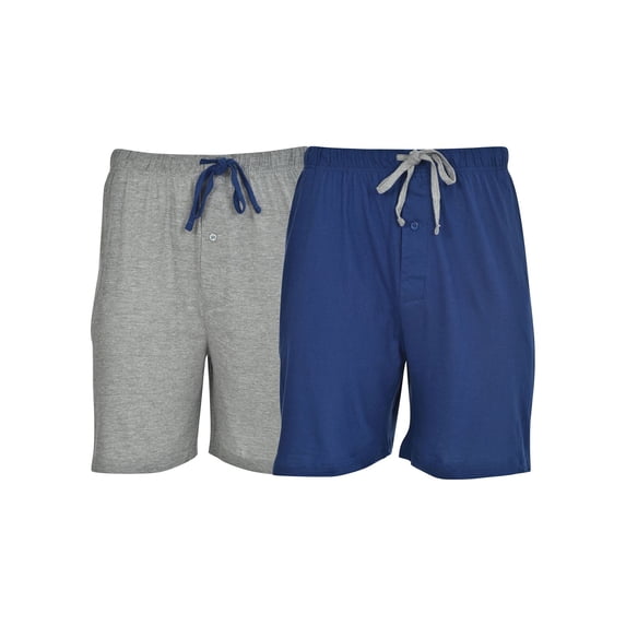 Hanes Men's and Big Men's 100% Cotton ComfortSoft Jersey Knit Sleep Shorts, 2-Pack