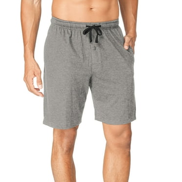 Hanes Men's Jersey Drawstring Sleep Shorts with Logo Waistband 2-Pack Active Grey Heather/Black M