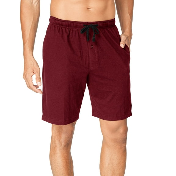 Hanes Men's Jersey Drawstring Sleep Shorts with Logo Waistband 2-Pack Biking Red/Black 5XL