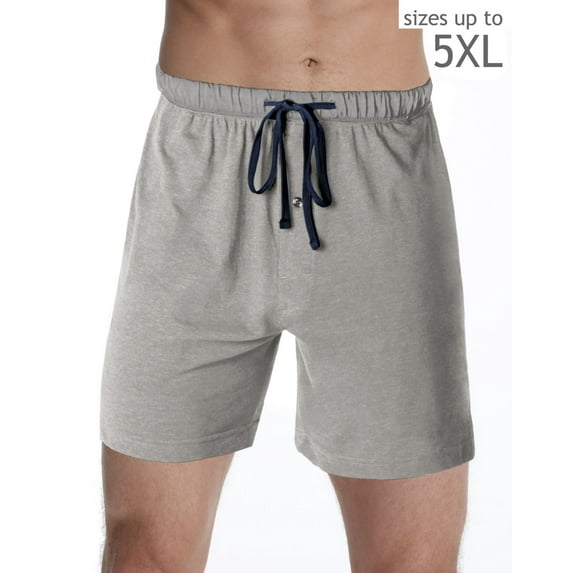 Hanes Men's Jersey Lounge Drawstring Shorts with Logo Waistband 2-Pack - Size - 4XL - Color - Blue Depth/Active Grey Heather
