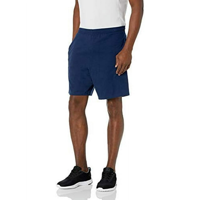 Hanes Men's Jersey Short with Pockets, Navy, Small