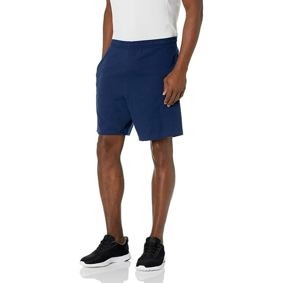 Hanes Men's Jersey Short with Pockets, Navy, X-Large