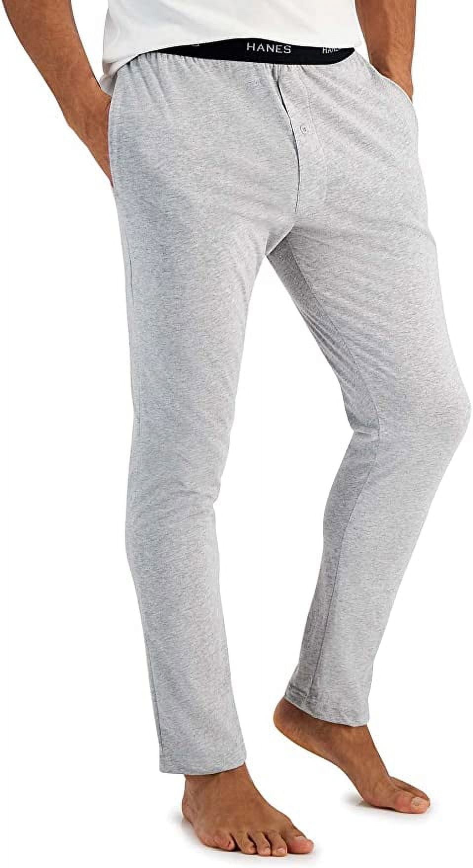 Hanes Men's Knit Pant with Elastic Waistband, Light Grey Heather, Small