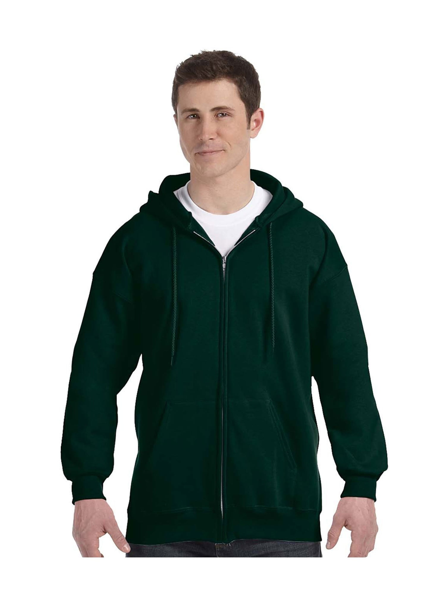 Hanes Ultimate Men's Full-Zip Heavyweight Fleece Hoodie Deep Forest M