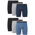 thumbnail image 1 of Hanes Men’s Long Leg Boxer Brief Underwear Pack, Cotton Stretch, Assorted, 6-Pack, 1 of 8