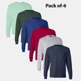 thumbnail image 1 of Hanes Men's Long Sleeve Beefy-T Shirt | Assorted Crewneck, Casual Long T-Shirt - Mix Color 6 Pack M Size Tee, 100% Cotton, 1 of 5
