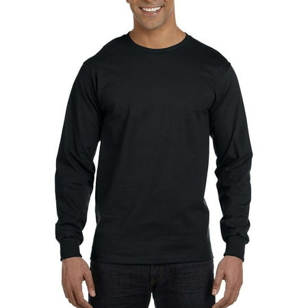 Hanes Men's Long Sleeve Beefy-T T-Shirts, Black, Small