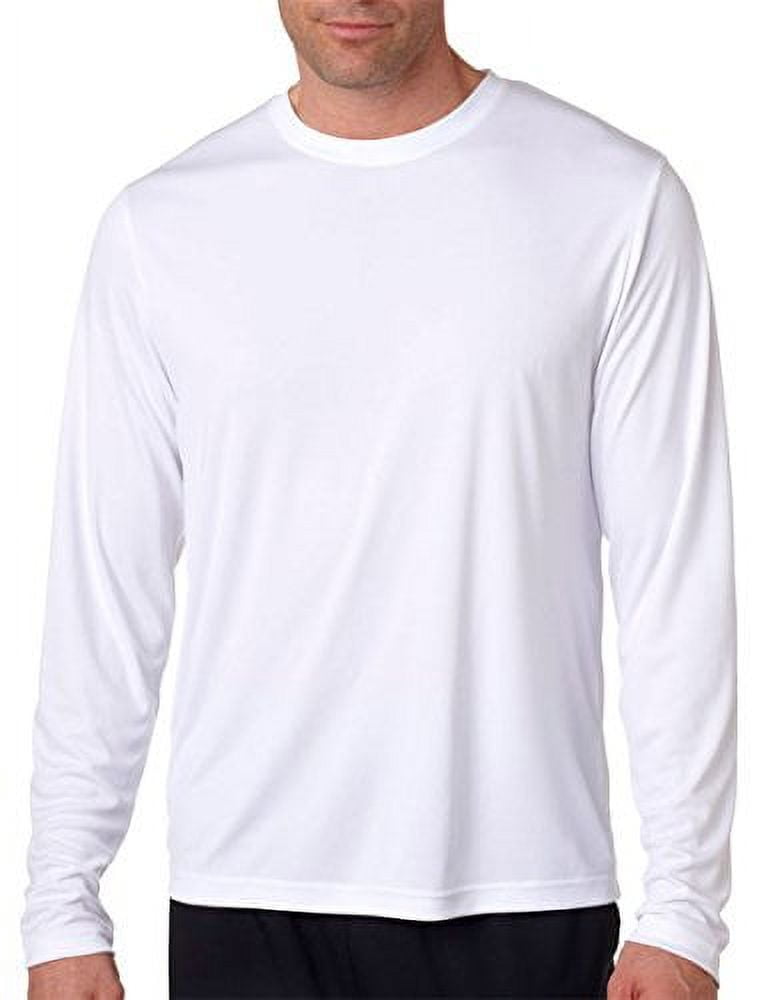 Hanes Men's Long Sleeve Cool Dri TShirt UPF 50, Medium, 2 Pack ,1 Navy / 1 White