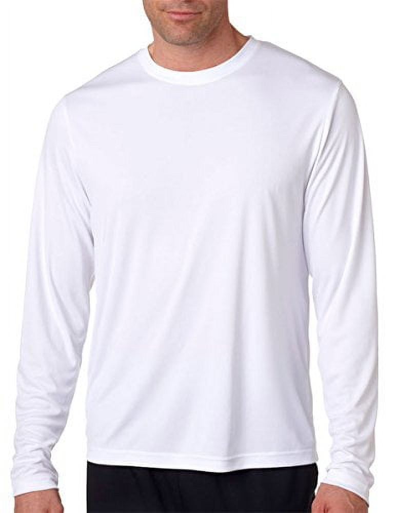Hanes Men's Long Sleeve Cool Dri T-Shirt UPF 50, X-Large, 2 Pack ,1 Navy /  1 White 
