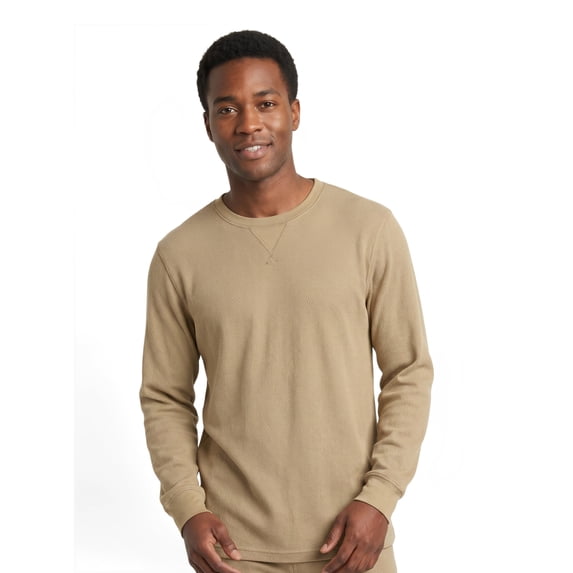 Hanes Men's Long Sleeve Cozy Brushed Raschel Sleep Top, Sizes S-2XL