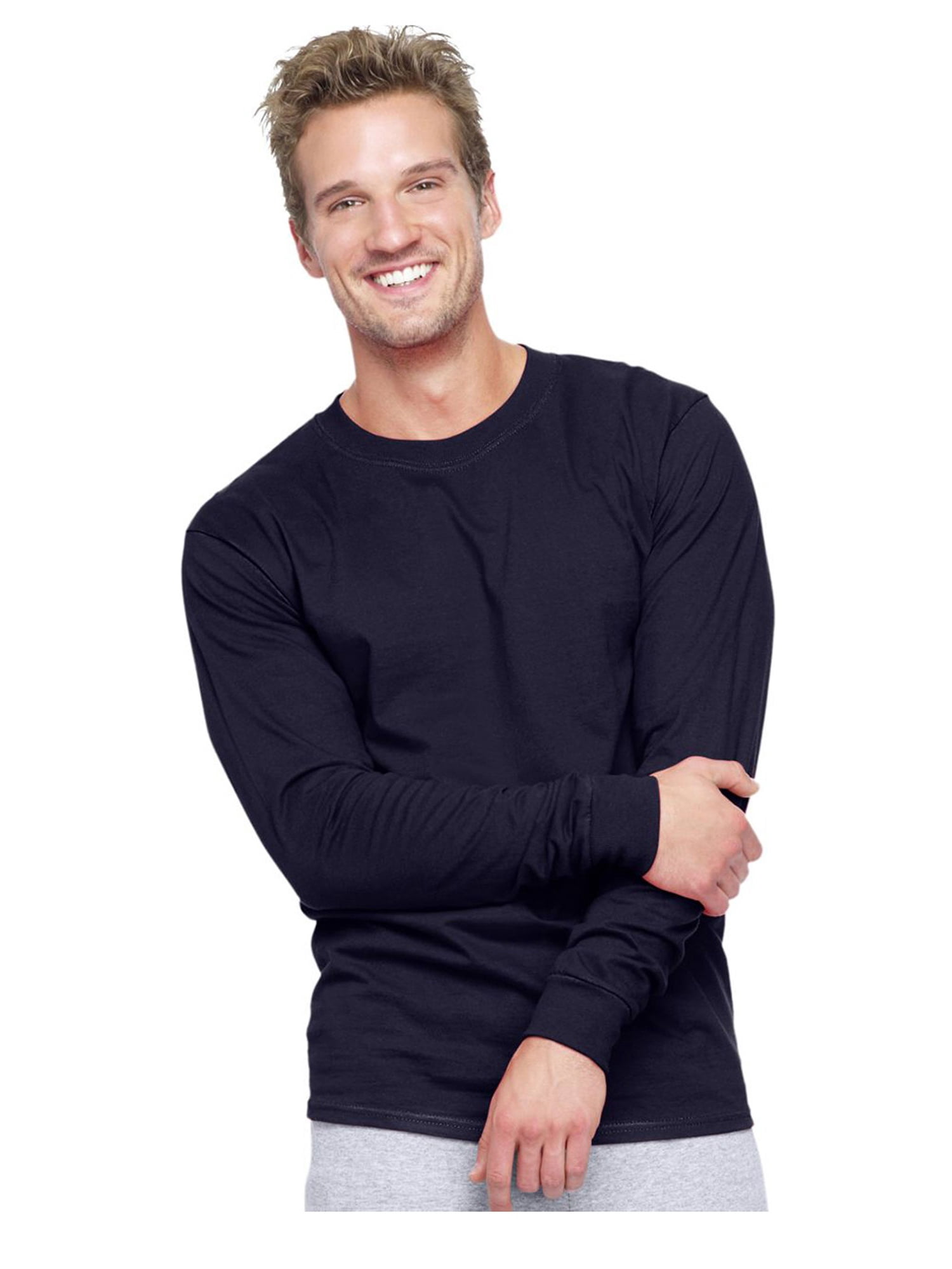 Hanes Men's Long Sleeve Crewneck Beefy TShirt, Style 5186