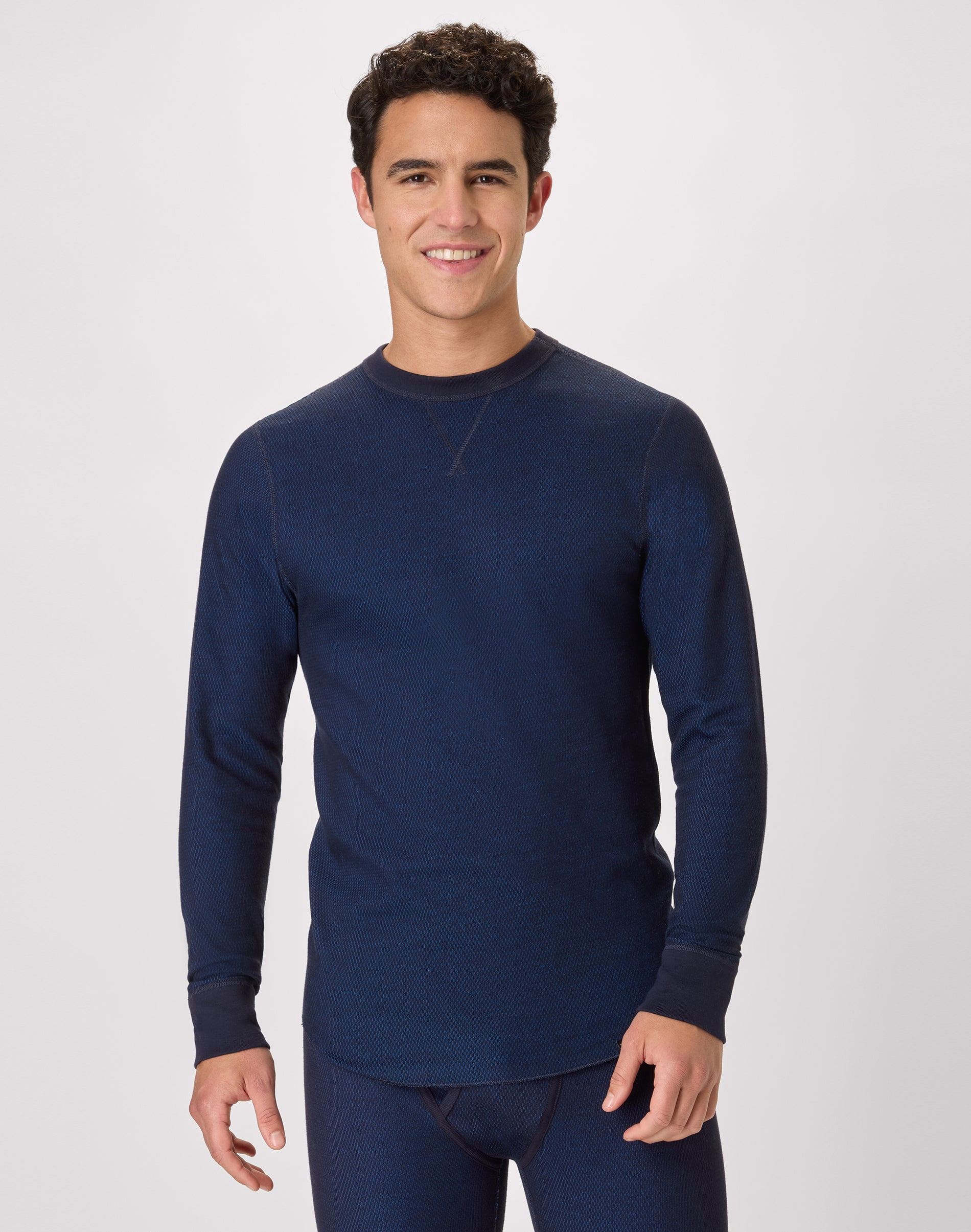 Reversable Case Hanes Men's Long-Sleeve Thermal Shirt, Reversible, Crewneck Navy M ...