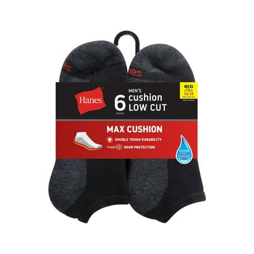 Hanes Men's Low Cut Socks 6-Pack Max FreshIQ Wicking Cushion Big & Tall sz 12-14