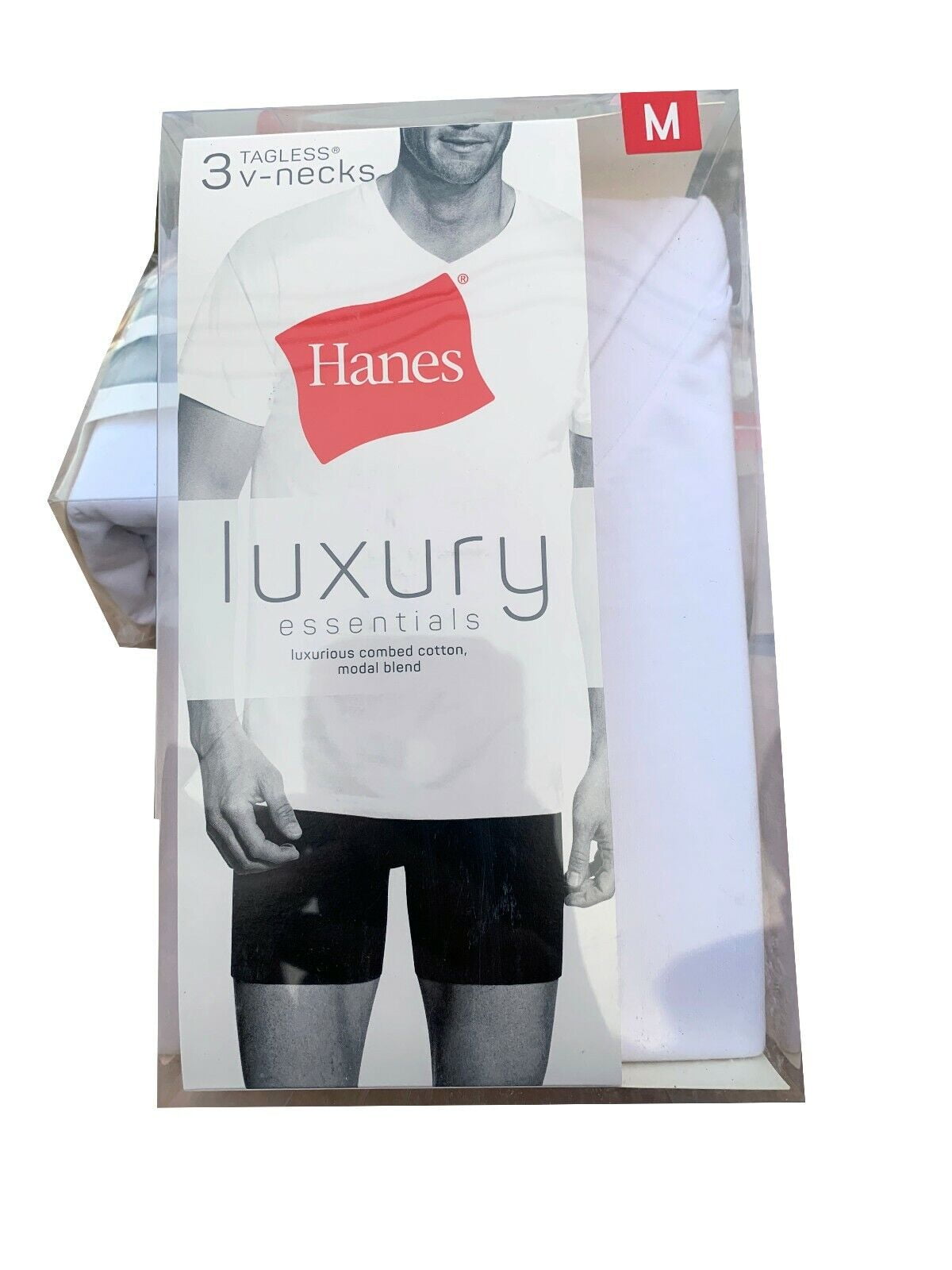 Hanes® Men's Luxury Essentials White VNeck Undershirt 3Pack " TOP 1