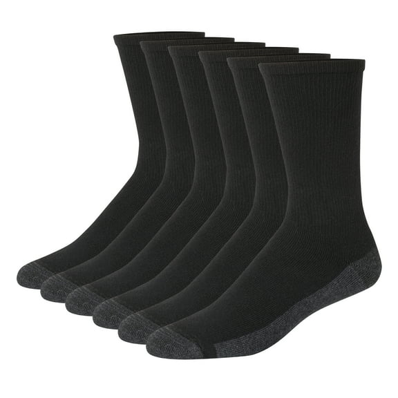 Hanes 6-Pack Crew Socks Mens Max Cushion, Wicking Cool ComfortBlend