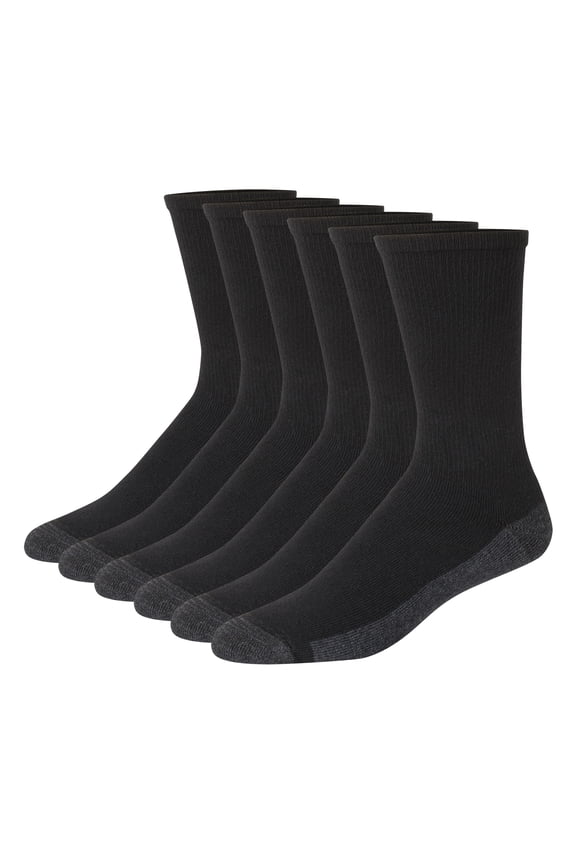 6-Pack Crew Socks Mens Max Cushion, Wicking Cool ComfortBlend