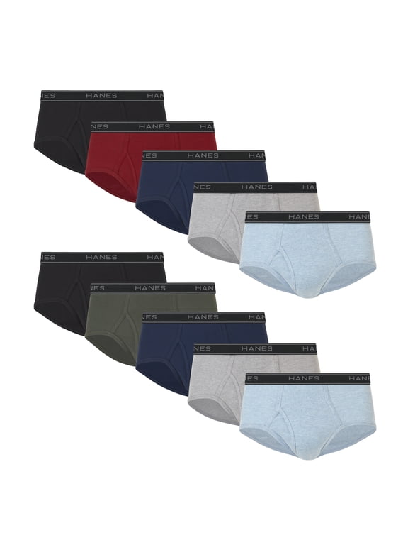 Men's Mid-Rise Brief Underwear Pack, Dyed Cotton, 10-Pack