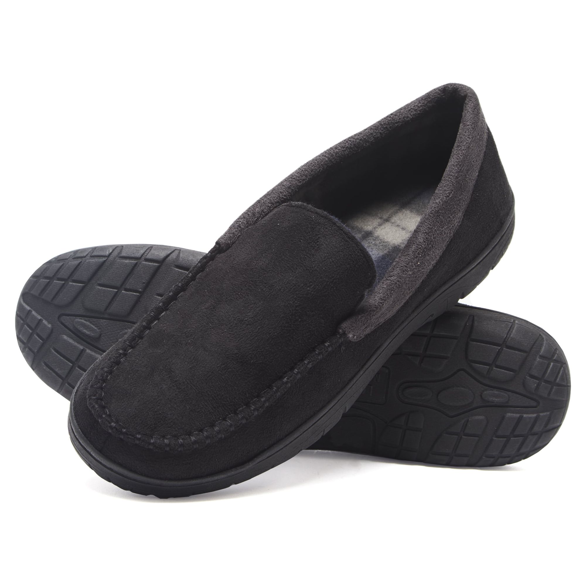 Hanes Men's Moccasin Slipper House Shoe With Indoor Outdoor Memory Foam ...