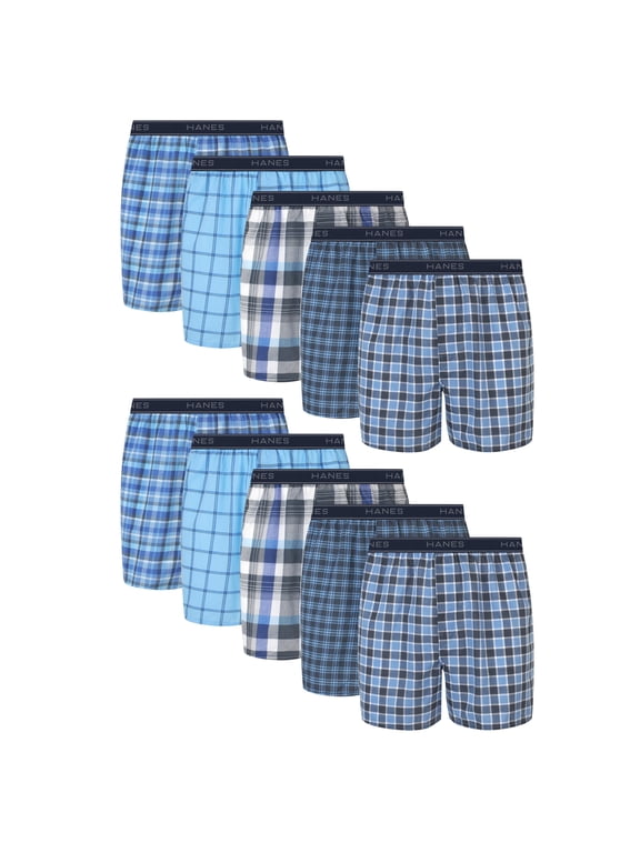 Men's Moisture-Wicking Boxer Underwear Pack, Cotton Blend, 10-Pack