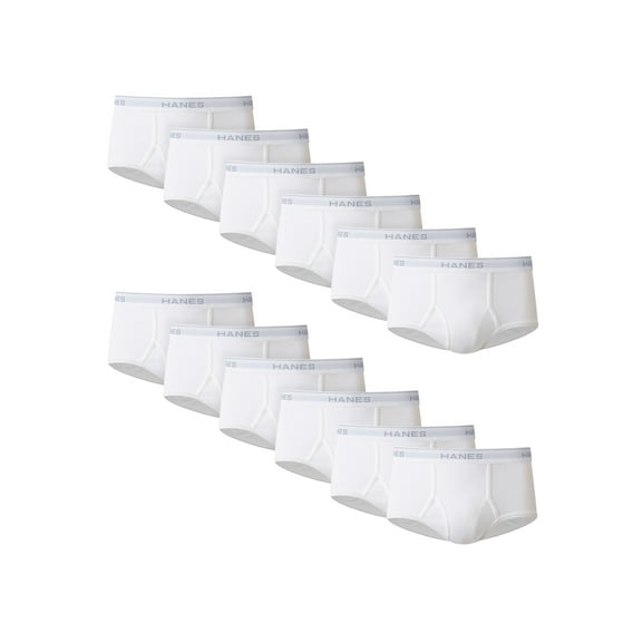 Hanes Men's Moisture Wicking Cotton Brief Underwear, White (12 Pack)