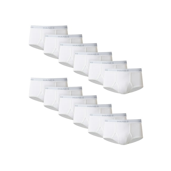 Hanes Men's Moisture Wicking Cotton Brief Underwear, White (12 Pack)