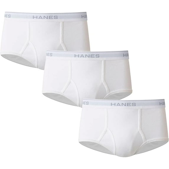Hanes Men's Moisture-Wicking Cotton Briefs 3 Packs, White