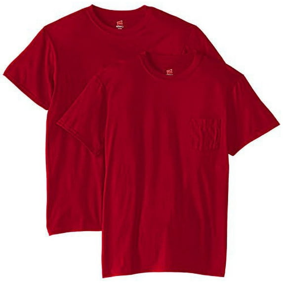 Hanes Mens Nano-T® Pocket T-Shirt (Pack of 2) 2 Vintage Red