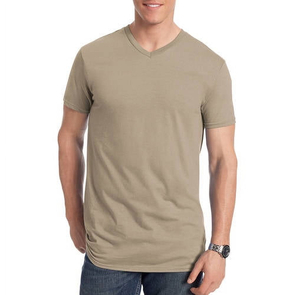 Hanes Men's and Big Men's Nano-T Short Sleeve V-Neck, Up To Size 3XL ...