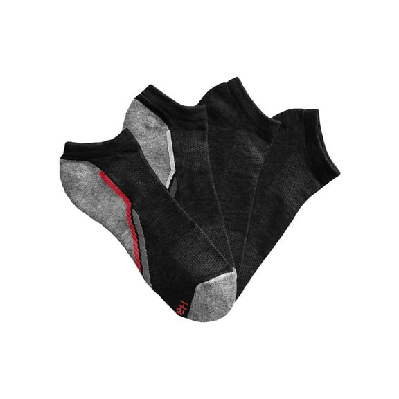 Hanes Men's No Show Socks with Ventilation, X-Temp, 4-Pairs Black Red Assorted 6-12