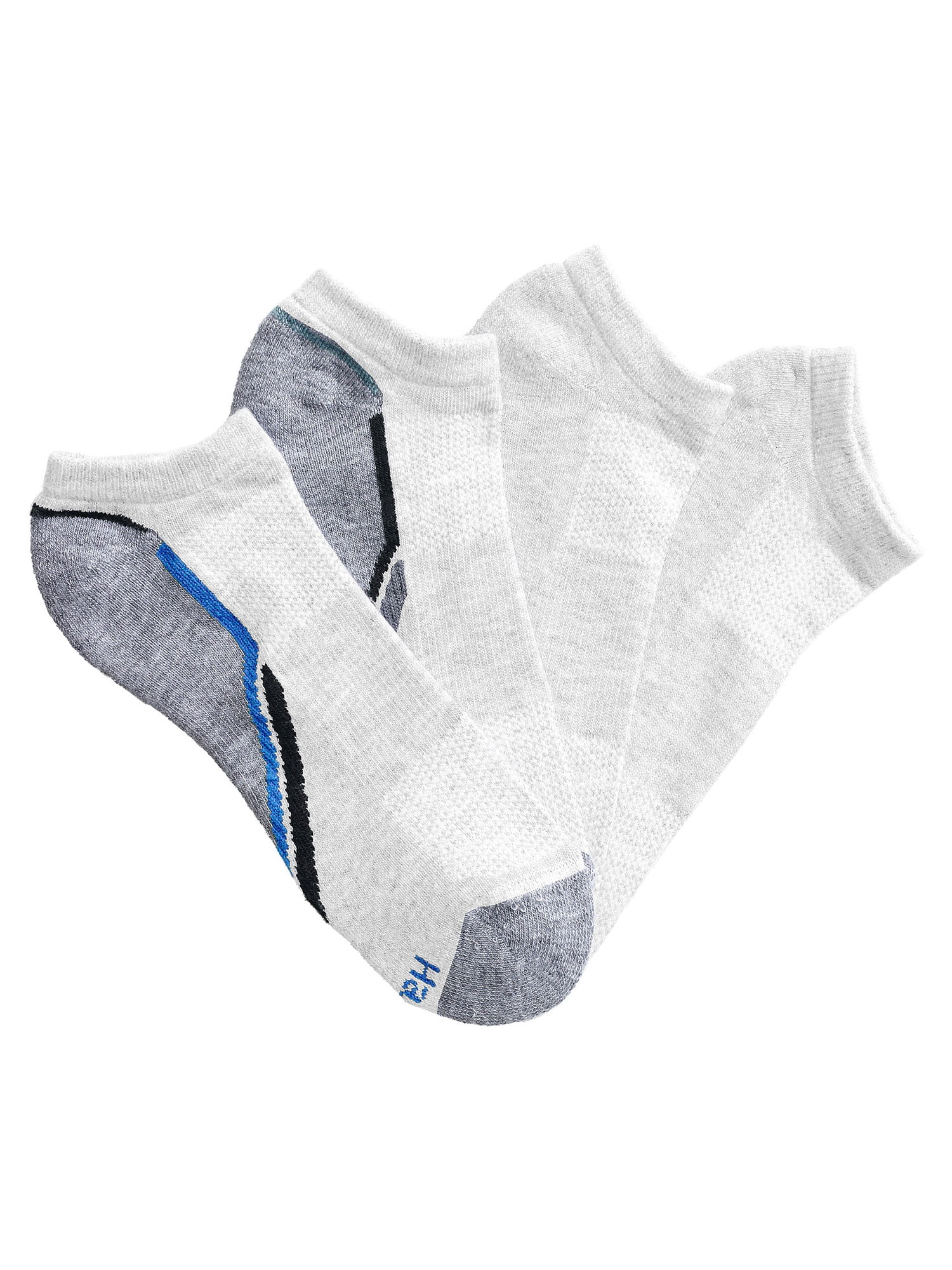 Hanes Men's No Show Socks with Ventilation, XTemp, 4Pairs White Blue