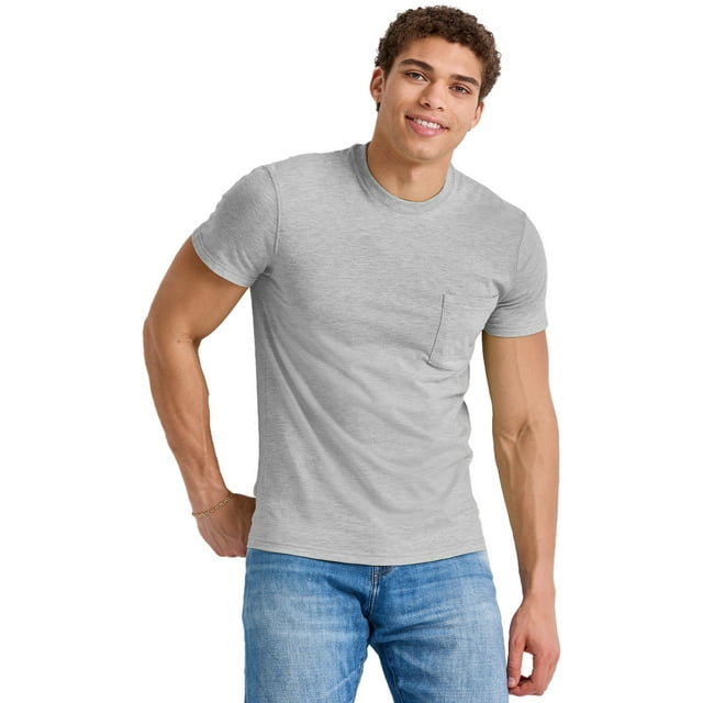 Hanes Men's Originals Crewneck T-Shirt with Pocket, Sizes S-3XL ...