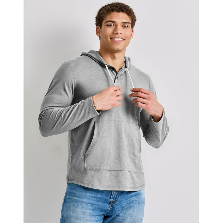 Hanes Men's Originals Hoodie Lightweight Hooded Sweatshirt Henley