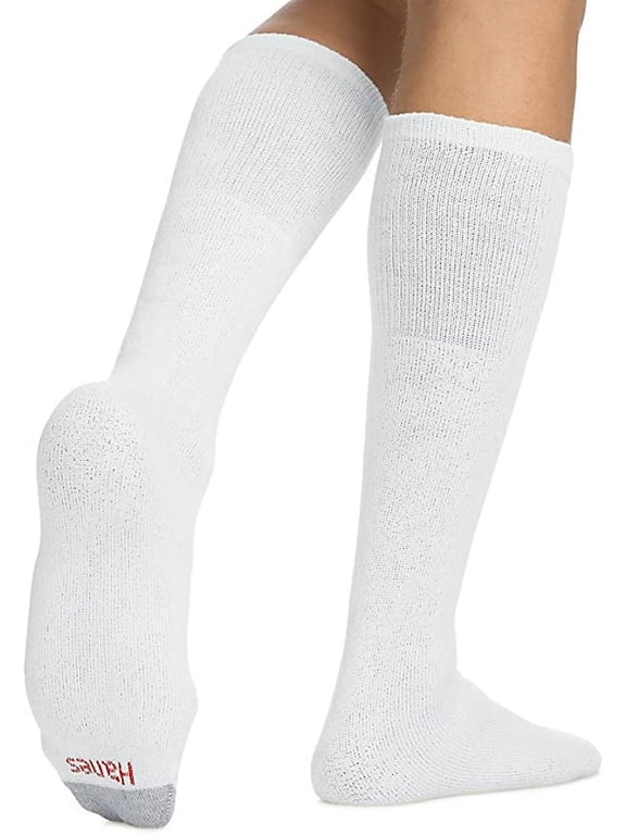 Men's Over-the-Calf Cushion Comfortable stay-up top Double Tough Tube Socks,White, (12 Pairs) Shoe Size 6-14