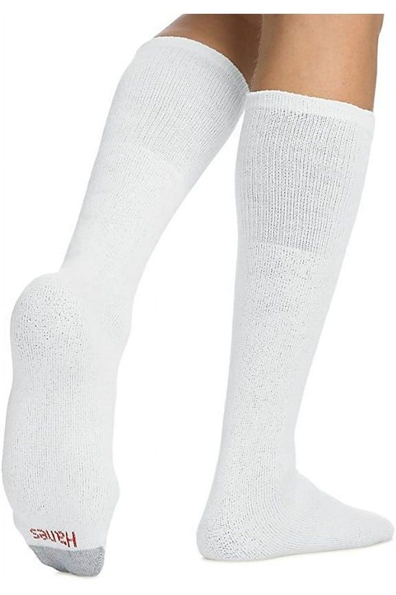 Men's Over-the-Calf Cushion Comfortable stay-up top Double Tough Tube Socks,White, (12 Pairs) Shoe Size 6-14