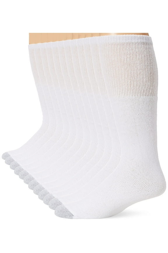 Men's Over-the-Calf Tube Socks,White,1 PacK (12 Pairs) 10-13