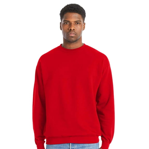 Hanes Men's Perfect Crewneck Sweatshirt, 80/20 Cotton/Polyester Long Sleeve Fleece Winter Sweater (Athletic Red, M)