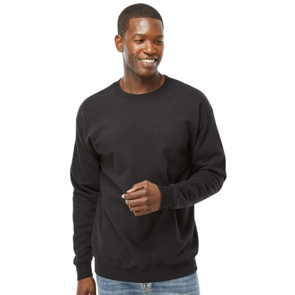 Hanes Men's Perfect Crewneck Sweatshirt, 80/20 Cotton/Polyester Long Sleeve Fleece Winter Sweater (Black, 3XL)
