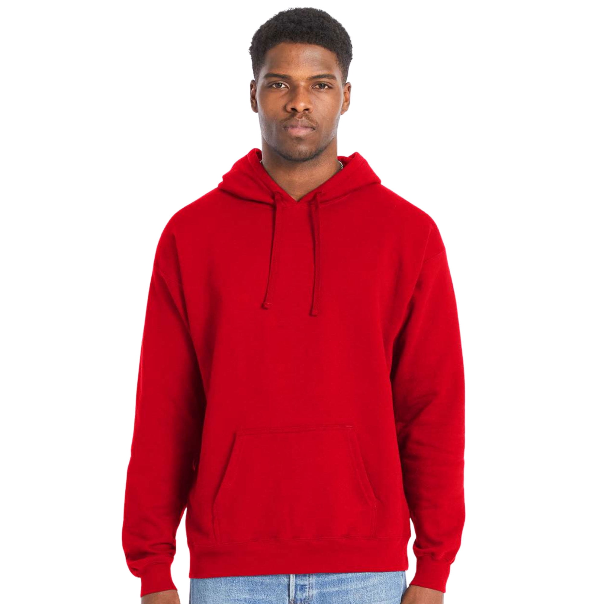 Hanes Men's Perfect Sweats Hooded Sweatshirt 80/20 Ring-Spun Cotton/Polyester Pullover Cozy Soft Winter Hoodie (Athletic-Red, M)