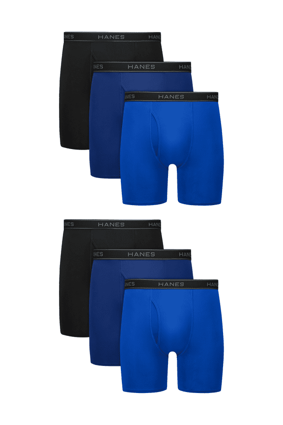 Mens Performance Boxer Brief Underwear Pack, Stretch, Assorted, 6-Pack