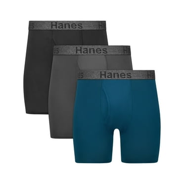 Hanes Men's Performance Boxer Brief Underwear Pack with Stay Dry Pouch, Stretch, Assorted, 3-Pack