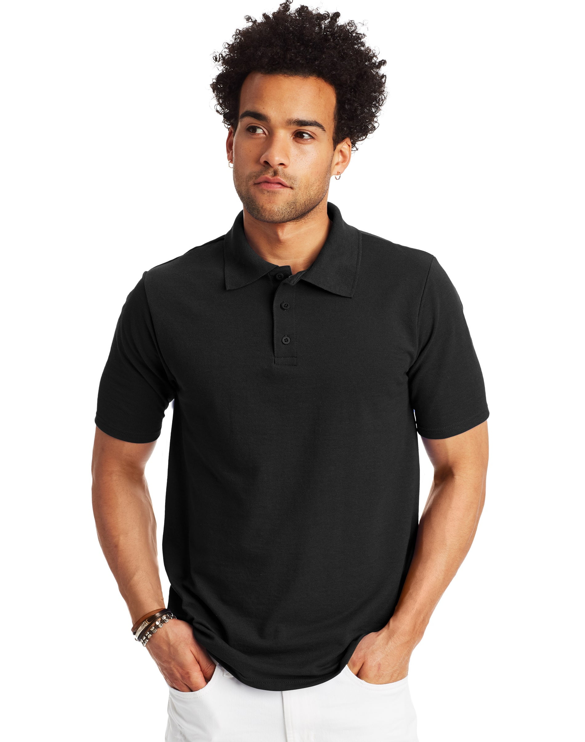 Men's Pique Polo Shirt (Big & Tall Sizes Available) Black M