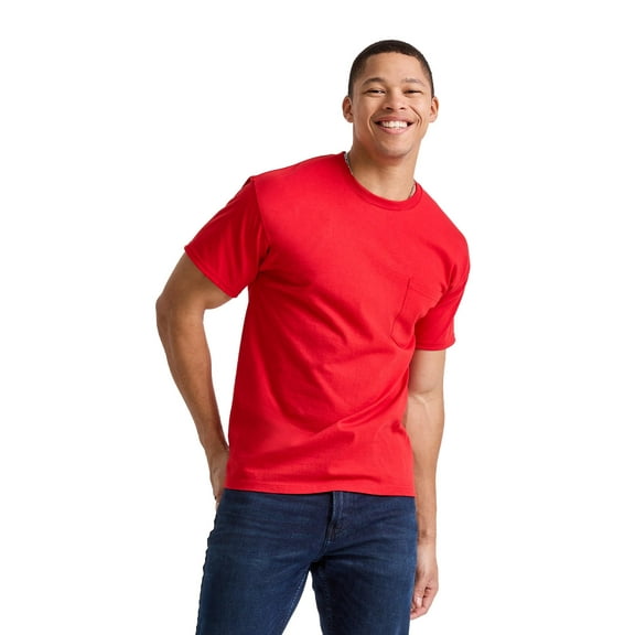 Hanes Men's Pocket T-Shirt Cotton Short Sleeve Tee Crewneck Classic Fit Essentials, Sizes S-3XL