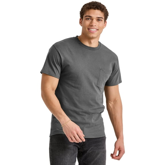 Hanes Men's Pocket T-Shirt Cotton Short Sleeve Tee Crewneck Classic Fit Essentials, Sizes S-3XL