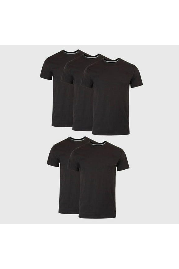 Men's Premium 5pk Slim Fit Crew Neck T-Shirt - (Black, Medium)