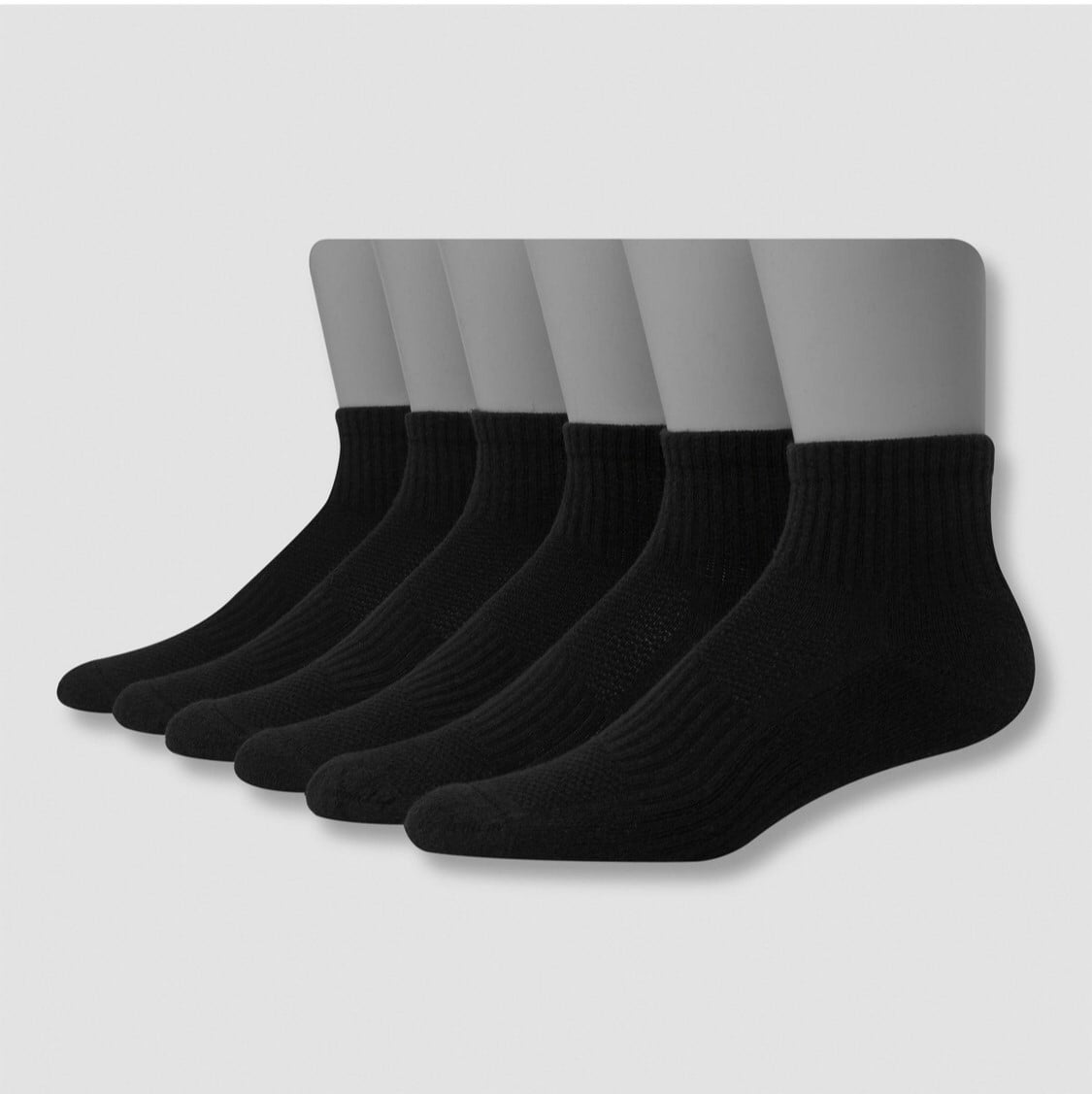Hanes Men's Premium Performance Cushioned Ankle Socks 6pk Black, 6
