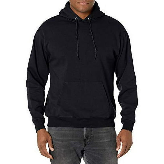 Hanes Men's Pullover EcoSmart Hooded Sweatshirt, Black, Large